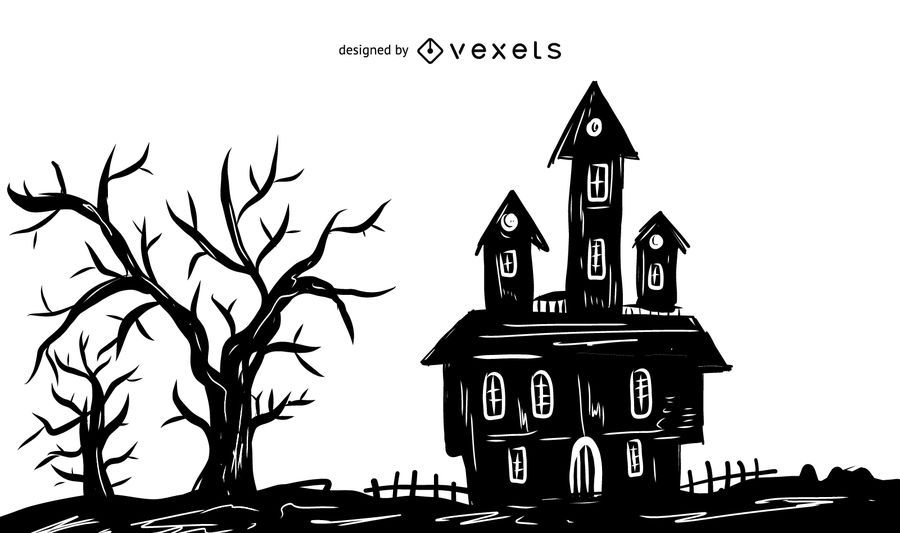 Spooky Halloween house background Spooky Halloween house background