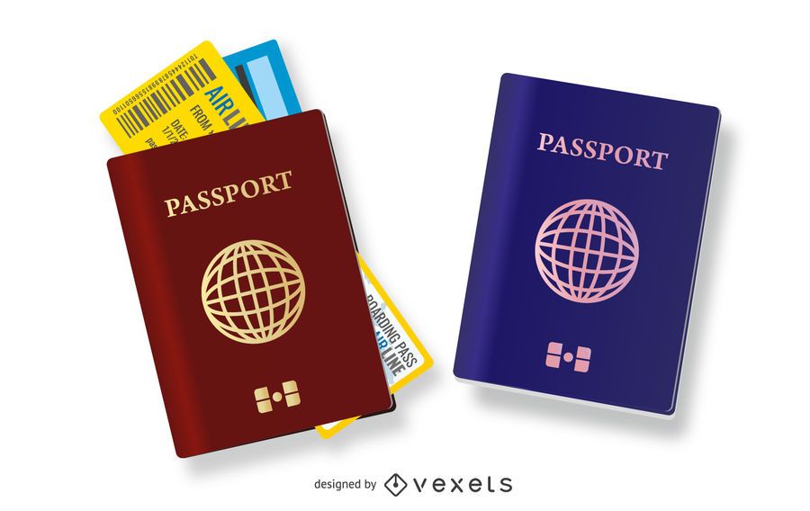 Travel passports illustration set Travel passports illustration set
