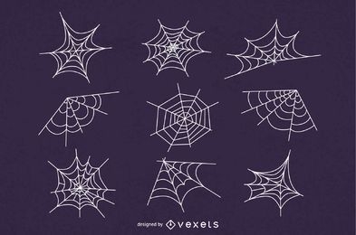 Conjunto de ilustração de teia de aranha