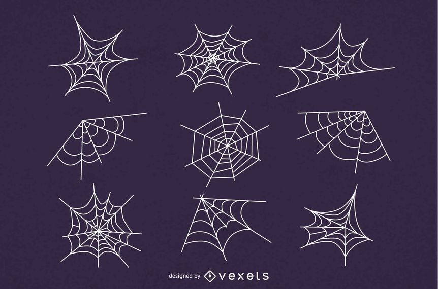 Spider web illustration set Spider web illustration set