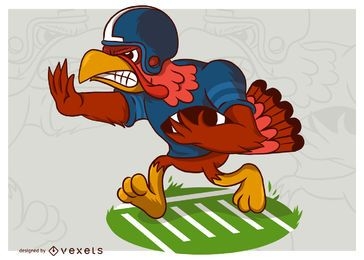 Thanksgiving Turkey Football Player Cartoon Vector Illustration