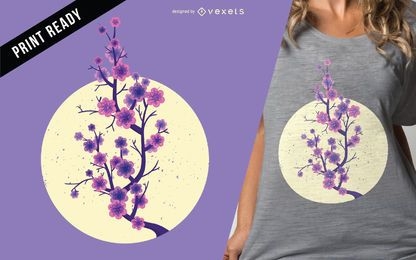 Diseño de camiseta de flor de cerezo de Sakura