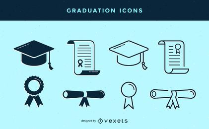 Stroke graduation icons set Stroke graduation icons set