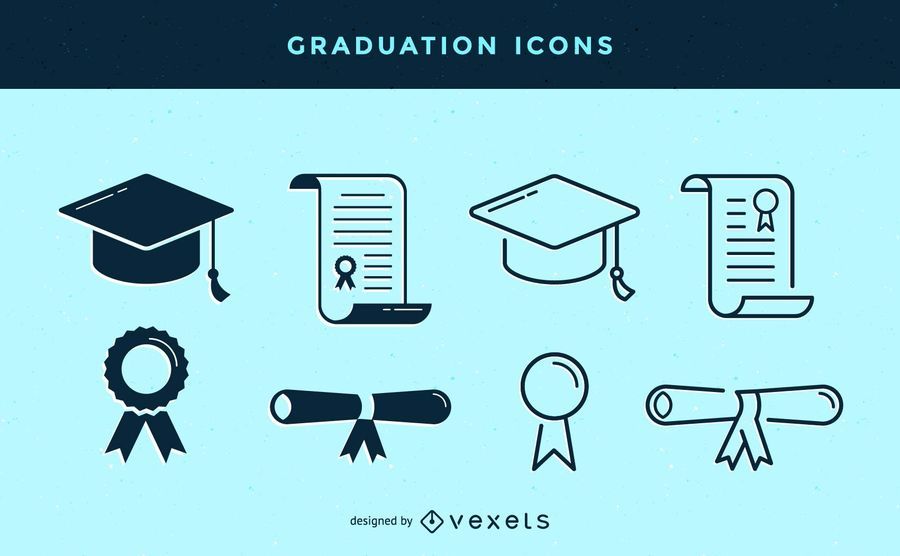 Stroke graduation icons set Stroke graduation icons set