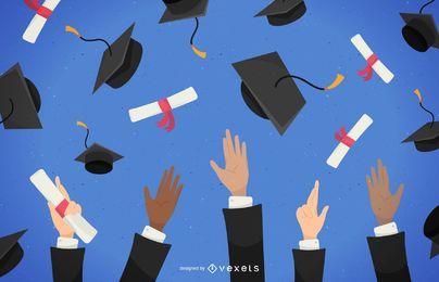 Graduates throwing hats illustration Graduates throwing hats illustration