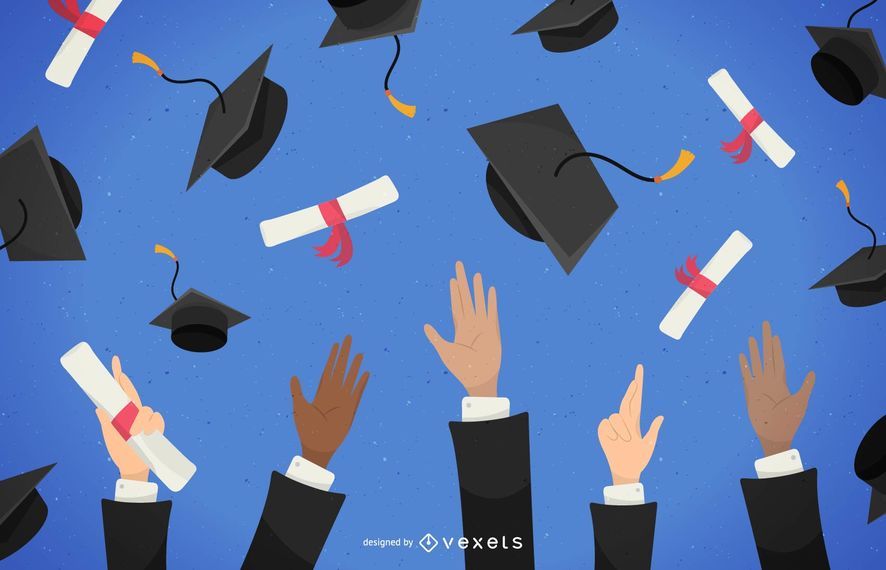 Graduates throwing hats illustration Graduates throwing hats illustration