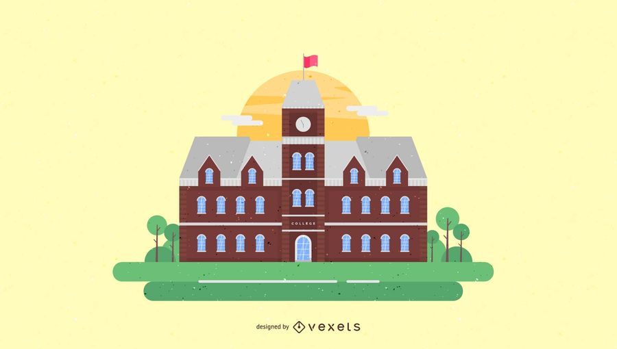 Ilustración de edificio de colegio viejo Ilustración de edificio de colegio viejo