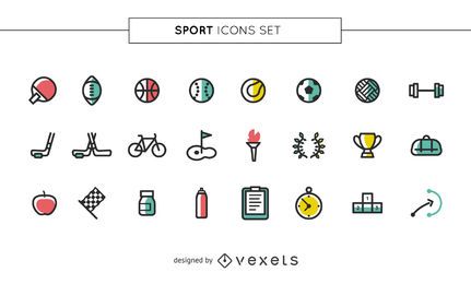 Trazo deportivo conjunto de iconos de colores Trazo deportivo conjunto de iconos de colores