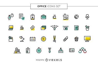 Stroke Office Icons Set Vector Download