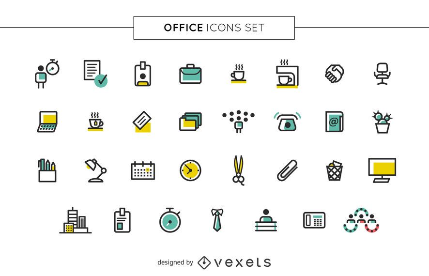 Conjunto de iconos de oficina de trazo Conjunto de iconos de oficina de trazo
