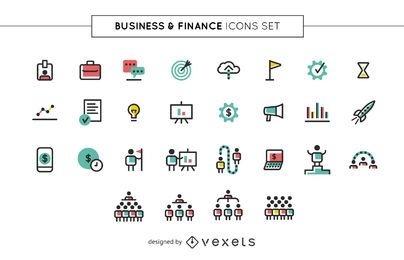 Conjunto de iconos de negocios y finanzas
