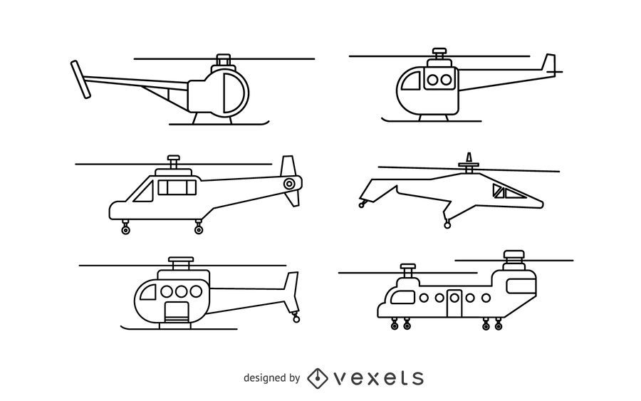 Conjunto de trazos de helicóptero Conjunto de trazos de helicóptero