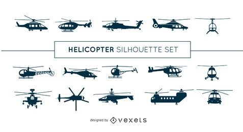 Conjunto de silueta de helicóptero