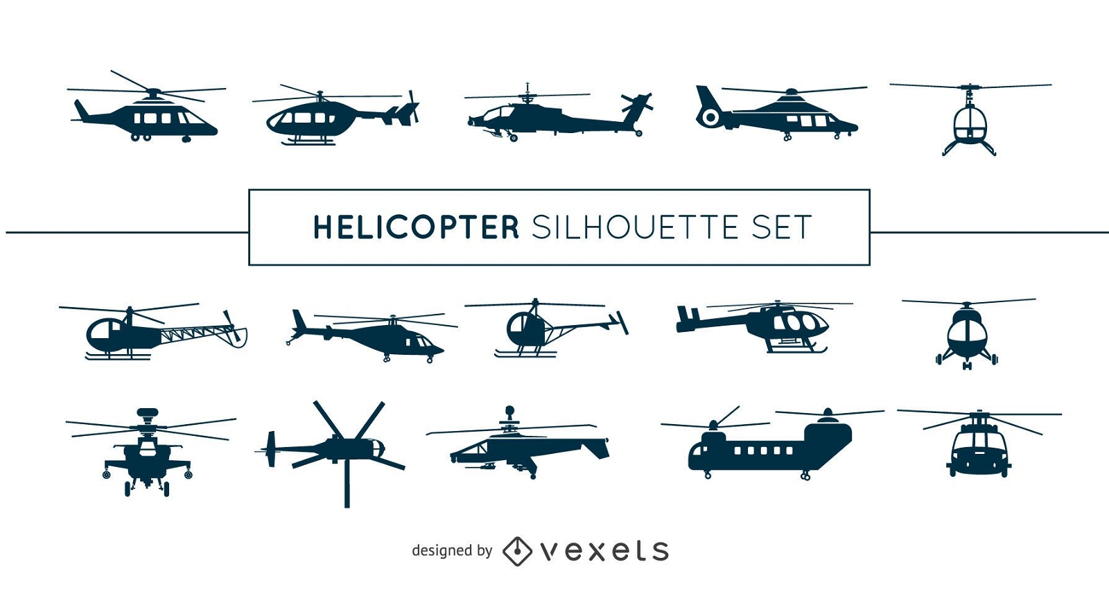 Hubschrauber-Silhouette-Set