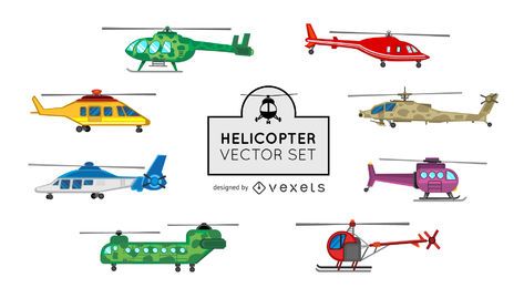 Helicopter illustration set Helicopter illustration set