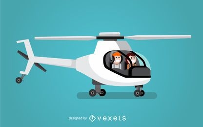 Two pilots helicopter illustration