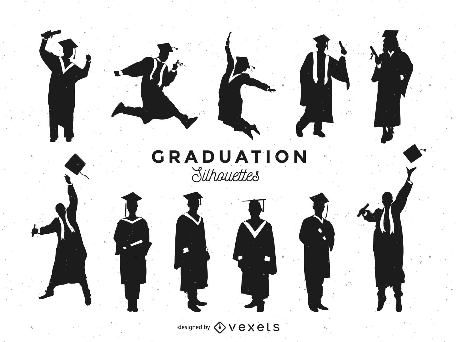 Download Graduation Silhouettes Set - Vector Download