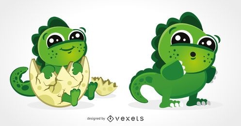 Cute baby dinosaur illustrations