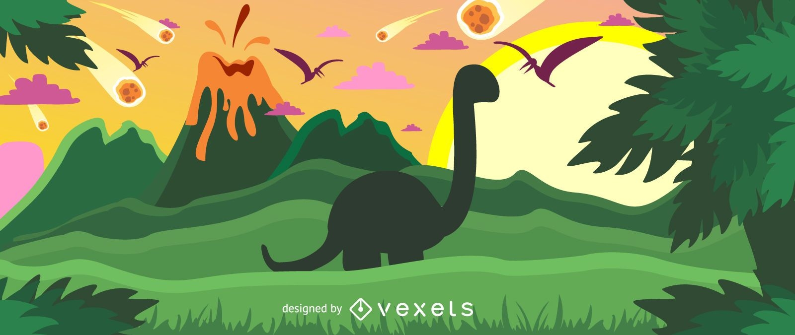 Ilustração colorida de dinossauro