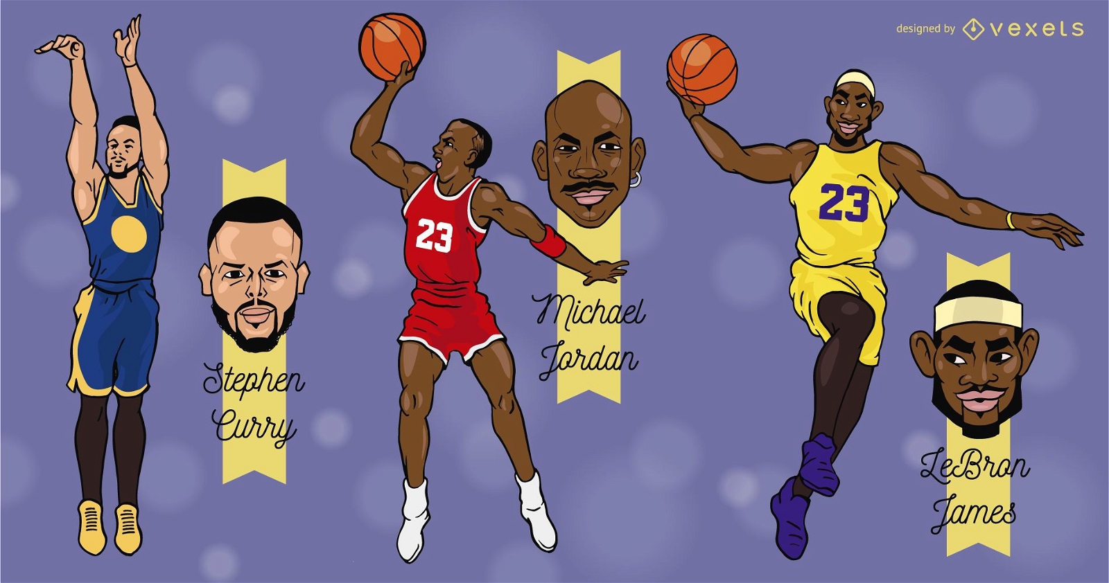 Desenhos animados de jogadores de basquete