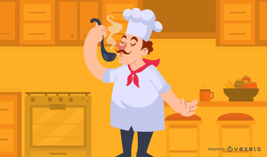 Chef com ilustração de concha Chef com ilustração de concha
