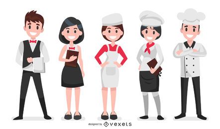 Conjunto de ilustración de personajes de restaurante Conjunto de ilustración de personajes de restaurante