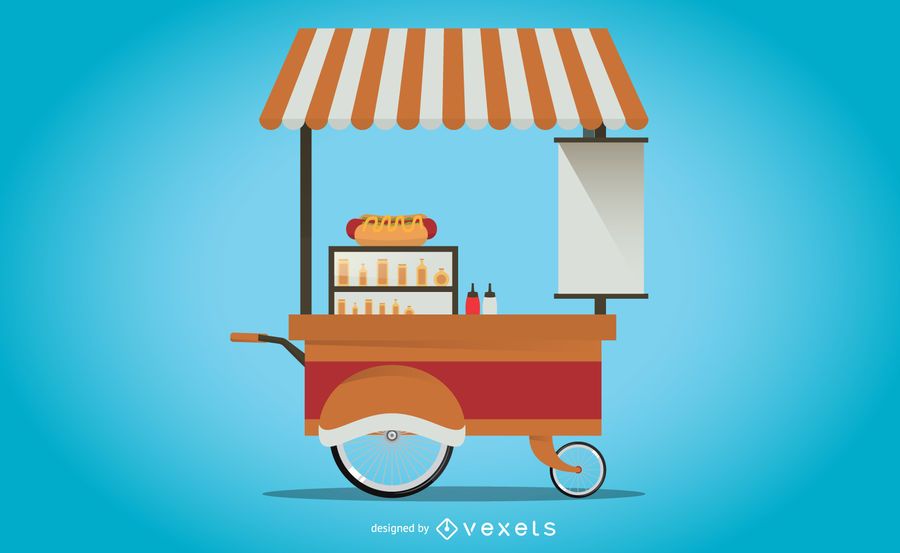 Hot dog foot cart illustration Hot dog foot cart illustration