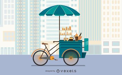 Ilustração de carrinho de comida de bicicleta Ilustração de carrinho de comida de bicicleta