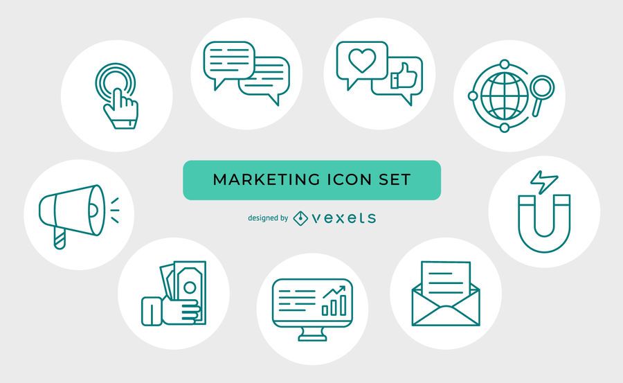 Thin line marketing icon set Thin line marketing icon set
