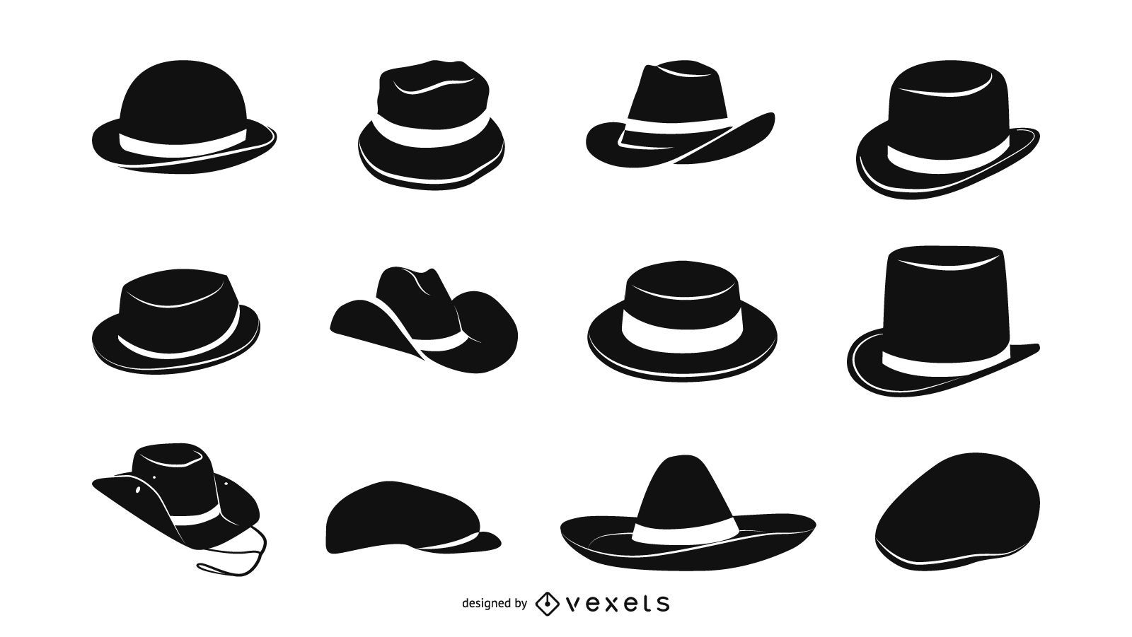 Conjunto de ícones de chapéus masculinos