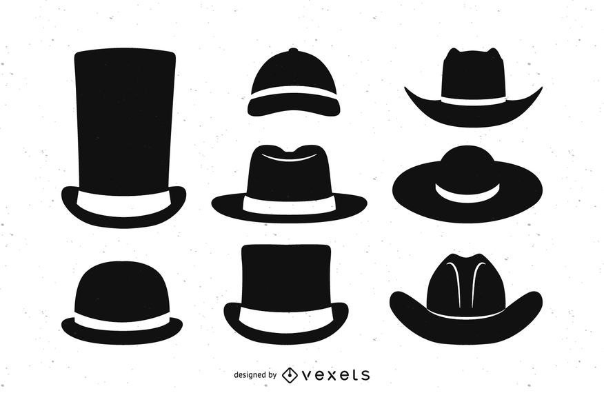 Conjunto de silueta de sombrero Conjunto de silueta de sombrero