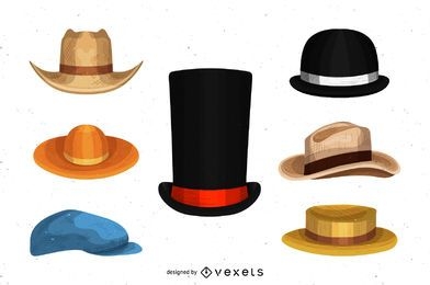 Conjunto de desenhos de chapéus masculinos