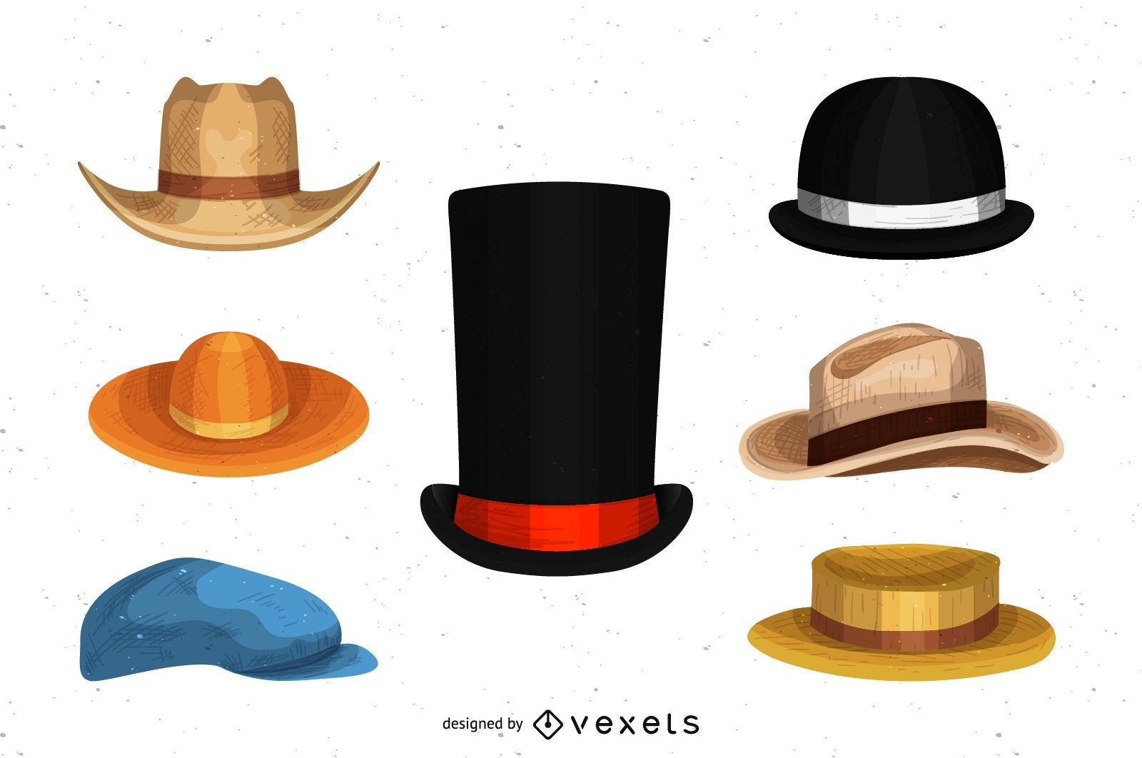 Conjunto de desenhos de chapéus masculinos