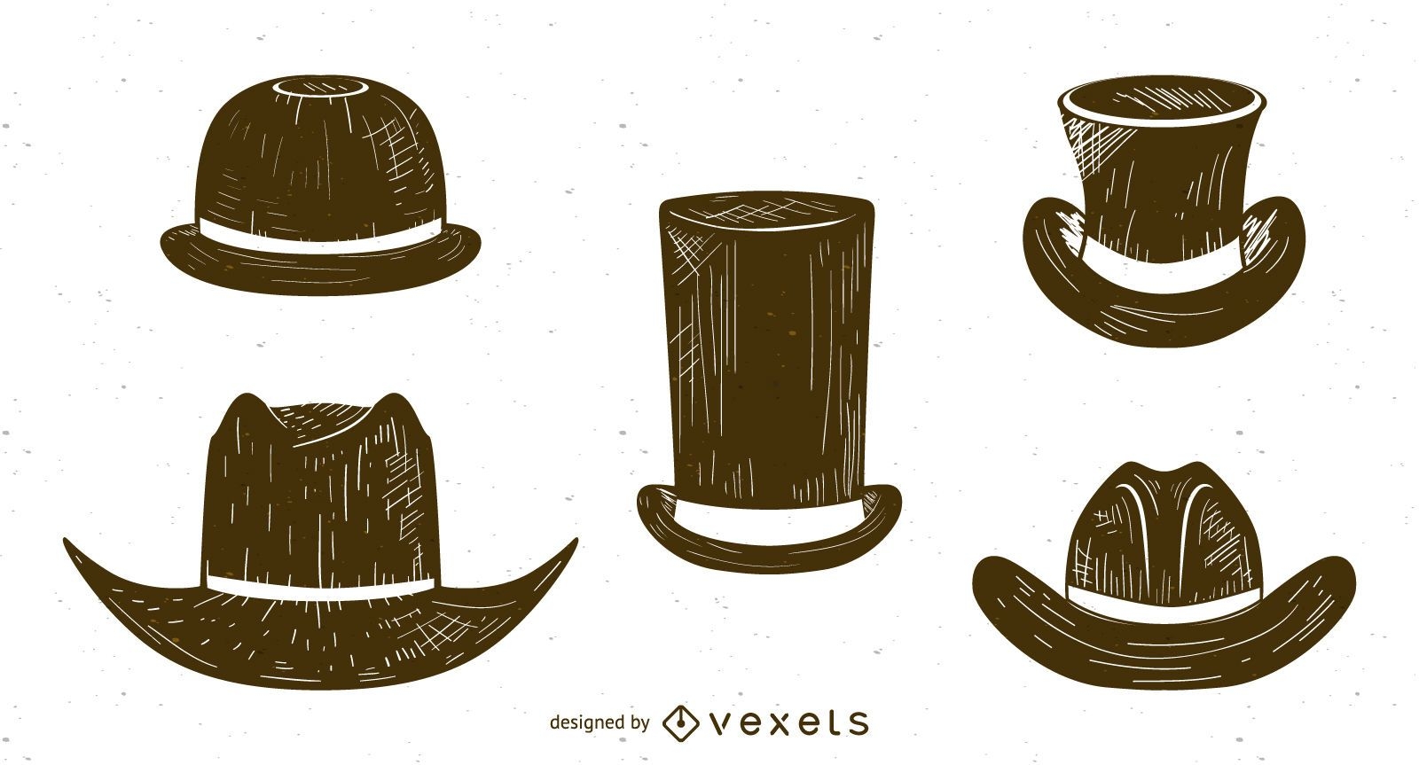 Conjunto de esboços de chapéus masculinos