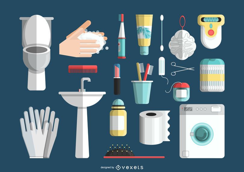 Conjunto de iconos de baño e higiene Conjunto de iconos de baño e higiene
