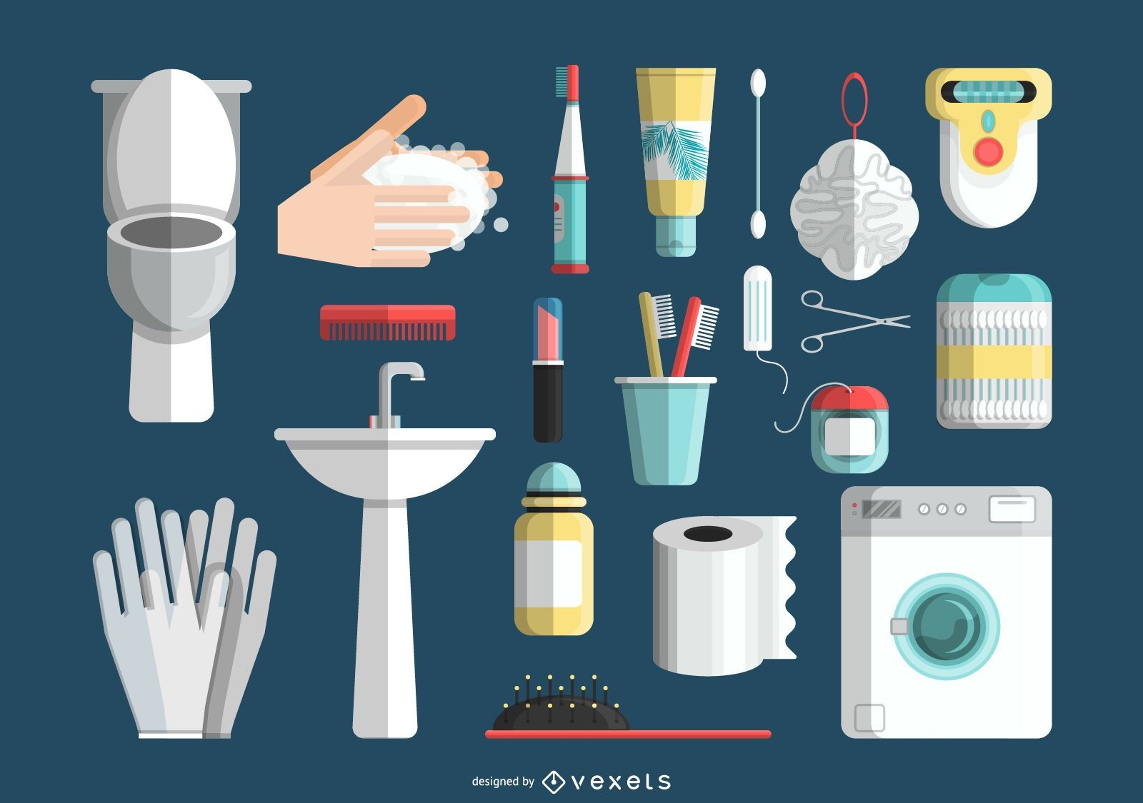Conjunto de ícones de banho e higiene