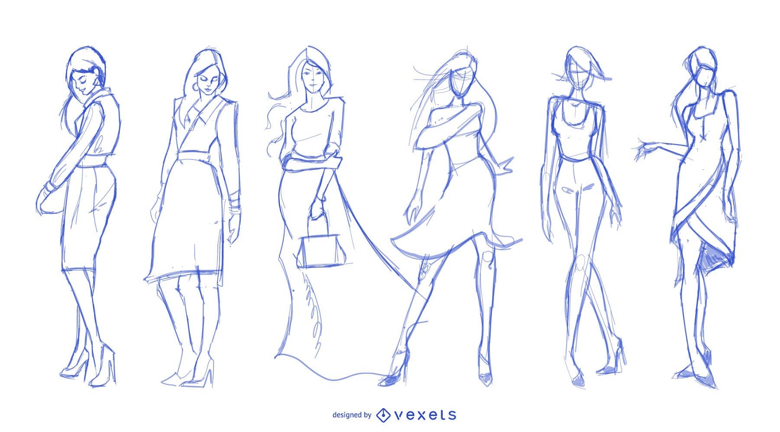 Fashion drawings set