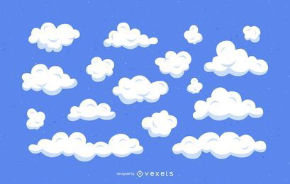 Conjunto de ilustración de dibujos animados de nubes