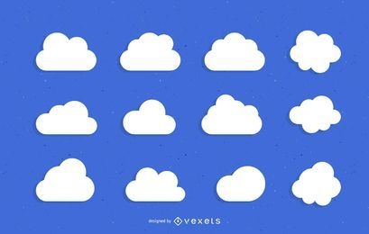 Conjunto de ilustração plana de nuvens minimalistas
