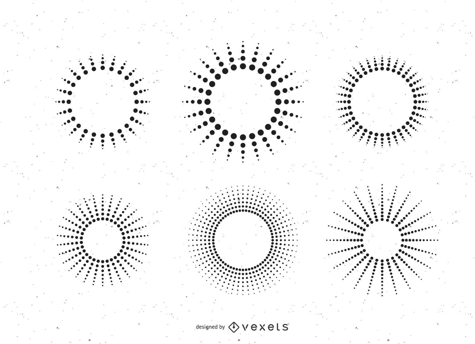 Conjunto de raios solares pontilhados