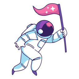 Astronauta segurando bandeira desenho animado