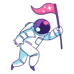 Astronauta segurando bandeira dos desenhos animados Astronauta segurando bandeira dos desenhos animados