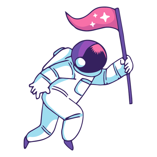 Astronauta con bandera de dibujos animados - Descargar PNG 