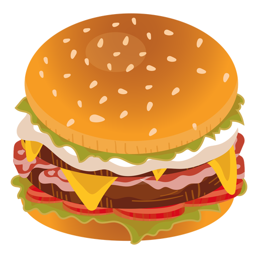Icono de hamburguesa con queso y tocino