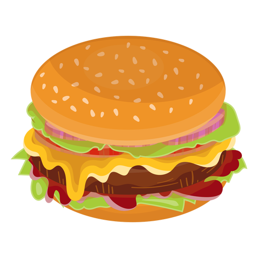 Icono plano de hamburguesa con queso Diseño PNG