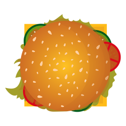 Icono de vista superior de hamburguesa con queso Diseño PNG