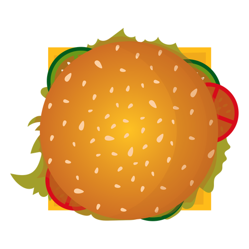 Icono de vista superior de hamburguesa con queso