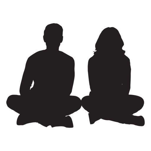 Couple sitting on ground silhouette PNG Design