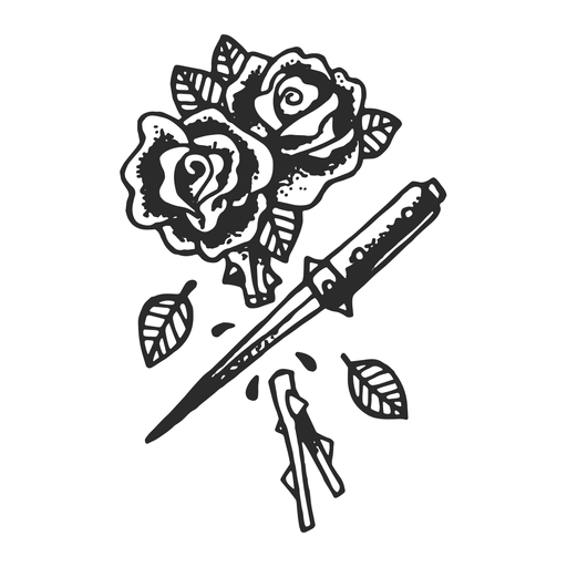Schneiden Sie Rosen Vintage Tattoo PNG-Design