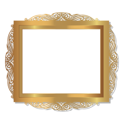 Elegant glossy golden frame PNG Design